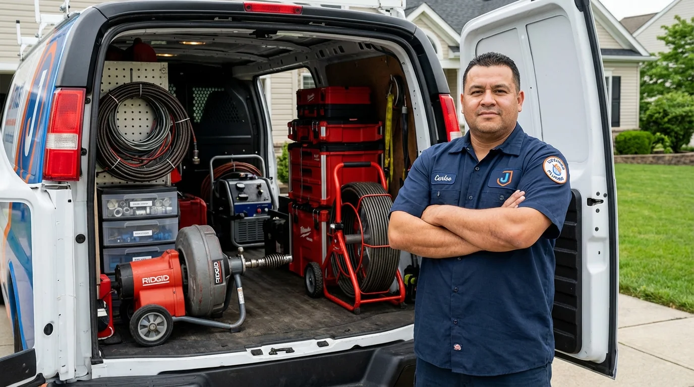 Professional drain cleaning equipment and Johns Plumbing LLC plumber in Irwin