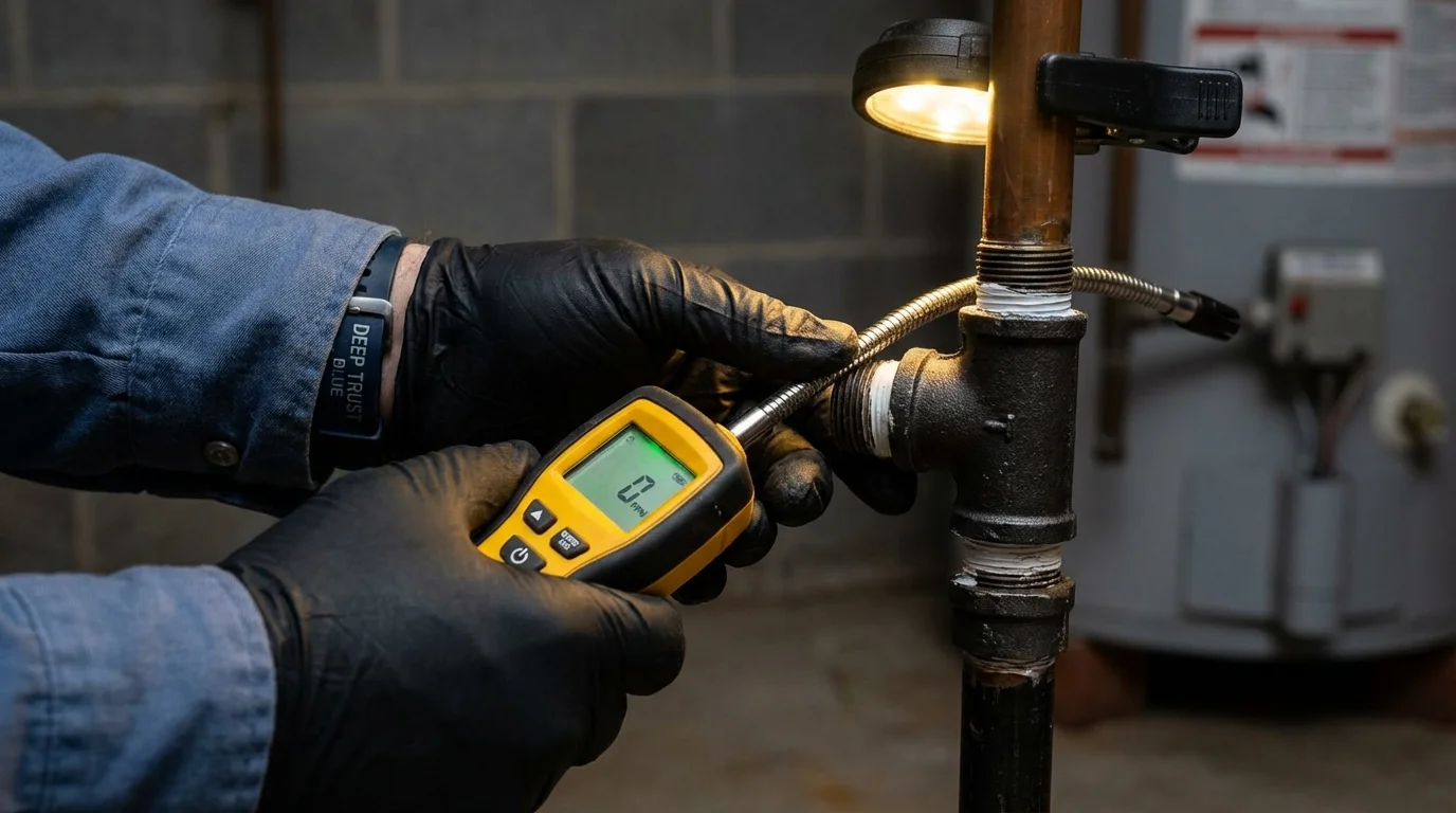 Gas leak detection with electronic sniffer by Johns Plumbing LLC in Irwin