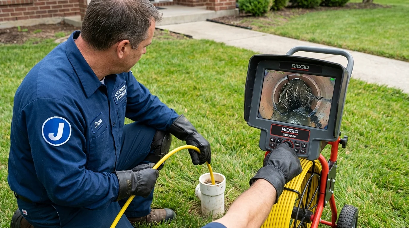 Sewer camera inspection being performed by Johns Plumbing LLC in Irwin